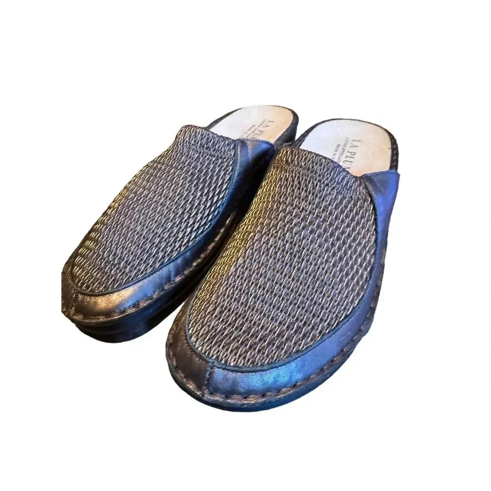 La‎ Plume Leather Mules 42 Bronze Metallic Textured Slip On Comfort Minimalist